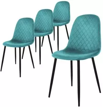ML-Design Esszimmerstühle 4er-Set, Samt, petrol (490010148)