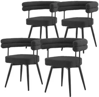 ML-Design Esszimmerstühle 4er-Set drehbar 360° dunkelgrau Teddy-Stoff Metallbeine (490018965)