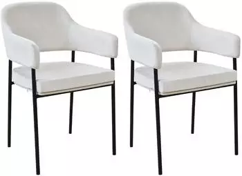 Svita Scarlett Esszimmerstuhl Samt, creme, 2er-Set (92195)