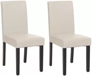 Chefgastro Esszimmerstuhl 2er-Set Kunstleder wei&szlig;, dunkle Beine (PR_RMV85-81)