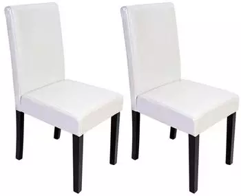 Chefgastro Esszimmerstuhl 2er-Set, Leder, wei&szlig;, dunkle Beine (PR_RMV85-95)