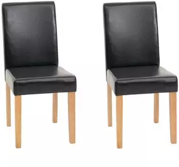 Chefgastro Esszimmerstuhl 2er-Set, Leder, schwarz, helle Beine (PR_RMV85-100)