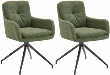 CLP Pickett Esszimmerstuhl 2er-Set, Stoffbezug, 180&deg; schwenkbar, gr&uuml;n (326690)