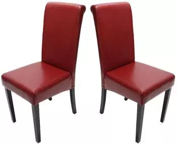 Chefgastro Esszimmerstuhl 2er-Set Leder rot, dunkle Beine, Sitzh&ouml;he 47cm (PR_RMV103-03)