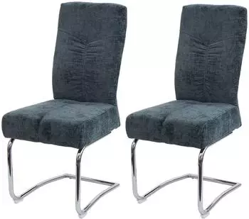 Chefgastro Freischwinger 2er-Set gepolstert, Chenille, blau-gr&uuml;n (RMV104-03)