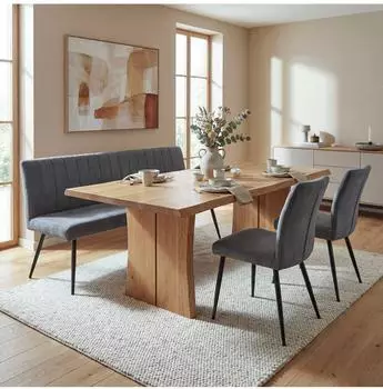 MCW MCW-K16 Esszimmer-Set 3-teilig, Samt, dunkelgrau (800000416642)