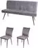 MCW MCW-K16 Esszimmer-Set 3-teilig, Samt, dunkelgrau (800000416642)