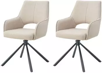 xonox.home Jana Drehstuhl 2er-Set, Webstoff, creme