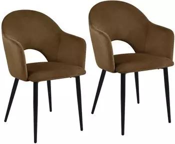 Svita Hailey Esszimmerstuhl gepolstert, Samt, braun, 2er-Set (92182)