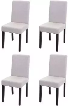Chefgastro Esszimmerstuhl 4er-Set, Textil, creme-beige, dunkle Beine (PR_RMV85-121)