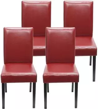MCW Littau-4 Esszimmerstuhl 4er-Set, Kunstleder, rot (800000416130)