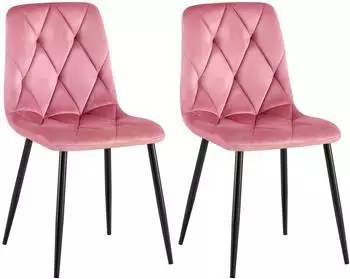 CLP Clairton Esszimmerstuhl 2er-Set, Samt, rosa (326974)
