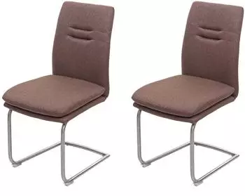 Chefgastro Freischwinger Esszimmerstuhl 2er-Set, Stoff, braun (PR_RMV97-10)