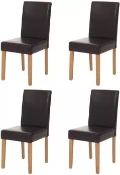 Chefgastro Esszimmerstuhl 4er-Set Leder, braun, helle Beine (PR_RMV85-167)