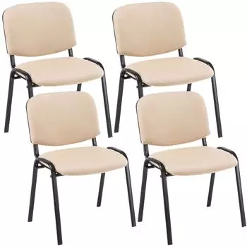 CLP Besucherstuhl Ken Stoff, stapelbar, creme, 4er Set