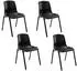 CLP Nowra Stapelstuhl 4er-Set, Polypropylen, schwarz
