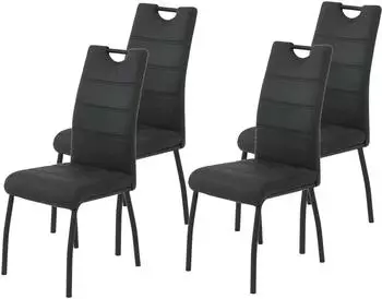 Hela PETRA 4-Fu&szlig;stuhl Microfaser vintage anthrazit 4er-Set (888981)