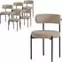 ML-Design Esszimmerstühle 6er-Set, Teddystoff, braun, schwarze Metallbeine (490016415)