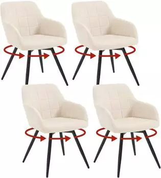 Woltu Esszimmerstuhl drehbar, gepolstert, Samt, beige, 4er-Set (W0ATT1012-4)