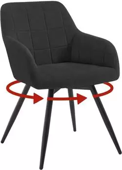 Woltu Esszimmerstuhl ergonomisch drehbar mit Armlehnen, Samt, schwarz (W0ATT1015-1)