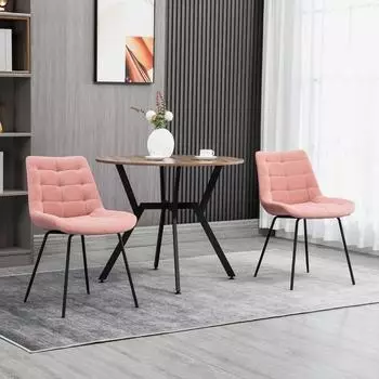HomCom Esszimmerstuhl 2er-Set, Samt, rosa