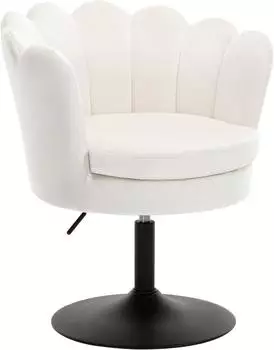 Woltu Schminkstuhl mit R&uuml;ckenlehne, h&ouml;henverstellbar, Samtbezug, beige (W0ATT0689)