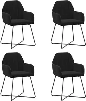 vidaXL Esszimmerst&uuml;hle 4er-Set, Samt, schwarz (3428378)