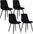 Relaxdays Esszimmerstuhl 4er-Set, Samt, Metallbeine, schwarz