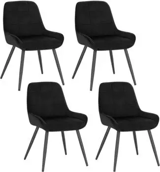 Woltu Esszimmerstuhl 4er-Set Samt, schwarz (BH331sz-4)