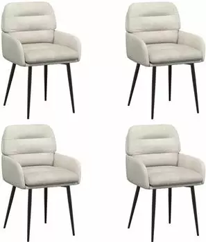 vidaXL Esszimmerstühle 4er-Set, Samt, creme (3428243)