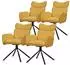 ML-Design Esszimmerstuhl 360° drehbar mit Armlehne, Stoffbezug, senf, 4er-Set (490018532)