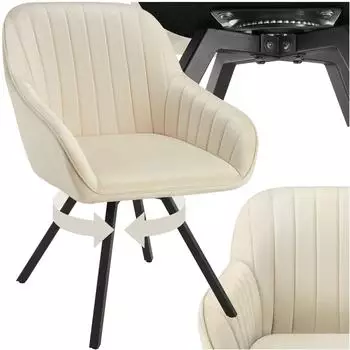 TecTake Snug Drehbarer Armlehnstuhl Samtoptik, gepolstert, creme