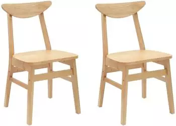 vidaXL Esszimmerstühle 2er-Set massives Gummiholz natur (42020432)