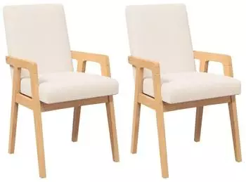 vidaXL Esszimmerstühle mit Kissen, Massivholz Gummibaum, 2 Stk. (4102483)