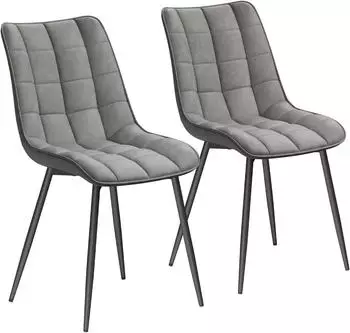 Woltu Esszimmerstuhl gepolstert, Kunstleder, grau (BH207gr-2)