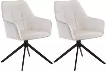Woltu Esszimmerstuhl drehbar, gepolstert, Samt, Beige, 2er-Set (W0ATT0178-2)