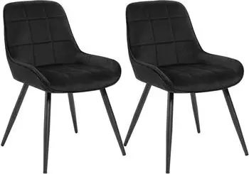 Woltu Esszimmerstuhl Polsterstuhl Samt, schwarz, 2er-Set (BH331sz-2)