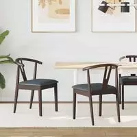 vidaXL Esszimmerstuhl 2 stk. Massives Gummiholz Hellbraun und Schwarz