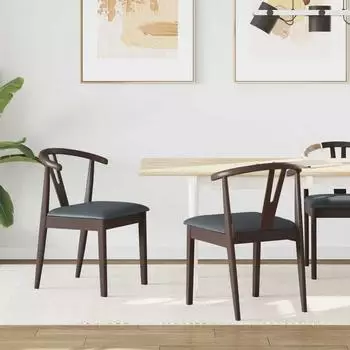 vidaXL Esszimmerst&uuml;hle 2 Stk., massives Gummiholz, hellbraun/schwarz (42020403)