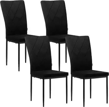 Woltu Esszimmerst&uuml;hle 4er Set, Samtstuhl mit hoher R&uuml;ckenlehne, schwarz (W0ATT0048-4)