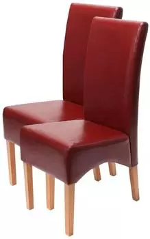 Chefgastro Esszimmerstuhl 2er-Set gepolstert, Leder, rot, helle Beine (PR_RMV94-08)