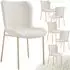 TecTake Tessa Polsterstuhl Bouclé weiß/gold, 6er-Set (54x62x90cm)