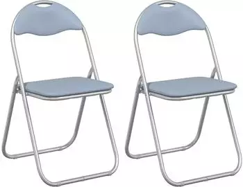 vidaXL Klappstuhl 2er-Set Kunstleder grau 48x43,5x81cm