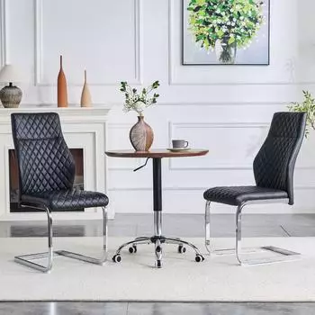 Stilvora Esszimmerstuhl 2er-Set hohe R&uuml;ckenlehne, PU-Leder, schwarz/silber
