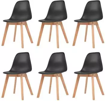 vidaXL Esszimmerstühle 6er-Set, schwarz, Kunststoff (244779)