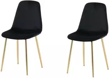 Livetastic Polar Esszimmerstuhl 2er-Set, Samt, schwarz, Messingbeine (002615047220)