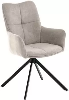 Beautysofa PECTO Esszimmerstuhl drehbar mit Armlehnen, beige, schwarzes Metallgestell (800001979213)