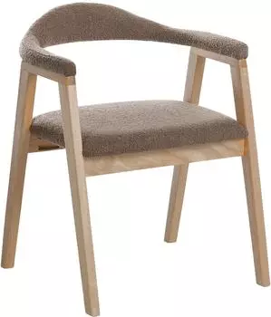 Beliani Oneco Esszimmerstuhl 2er-Set Bouclé, Gummibaumholz, hellbraun/taupe