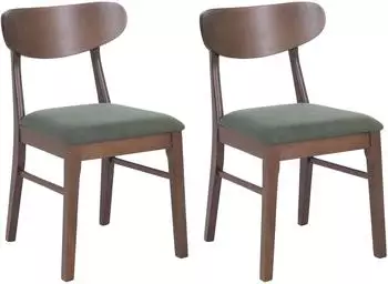 Mendler HWC-M59 Esszimmerstuhl 2er-Set Stoff dunkelgr&uuml;n, dunkles Gestell (123439)