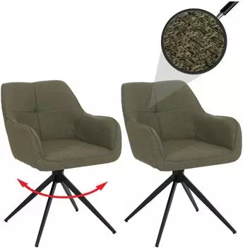MCW MCW-O47 Esszimmerstuhl drehbar, Stoff 270g/m&sup2;, gr&uuml;n, 2er-Set (102036)
